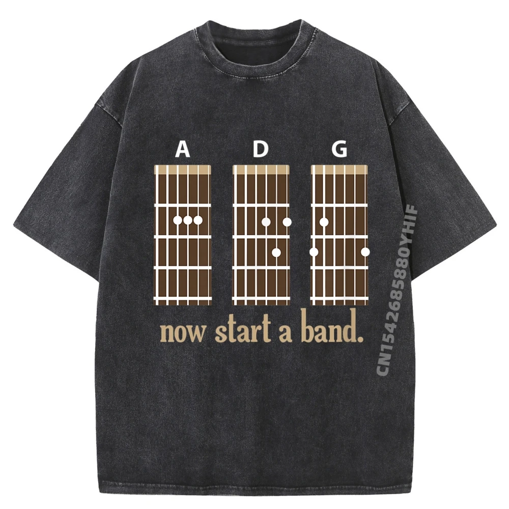 

Mens Printed Tshirt Guitar Now Start A Band Funky Design Men T-shirt Graphic T-Shirt Mens Retro Washed Clothes