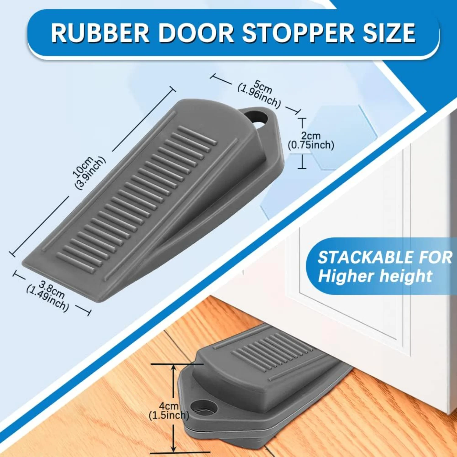 6PCS Door Stoppers for Bottom of Door, Rubber   Heavy Duty Anti Slip Stackable Door Stop Suitable for All Floor Types