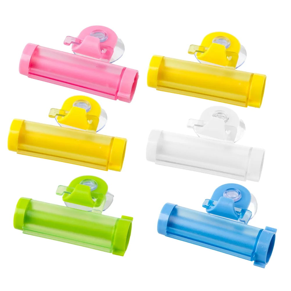 6pcs Toothpaste Squeezer Creative Cup Manual Extruder Reusable Random Color Multi Function Bathroom Helper