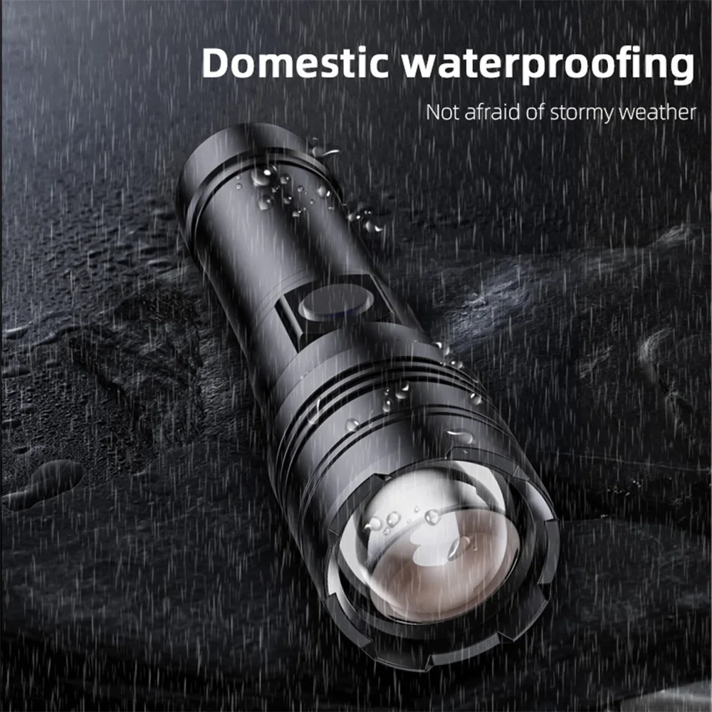 Torcia tattica con zoom tattico luminoso per esterni Torcia a LED USB ricaricabile Luce forte Batteria a lunga durata Impermeabile a lunga distanza