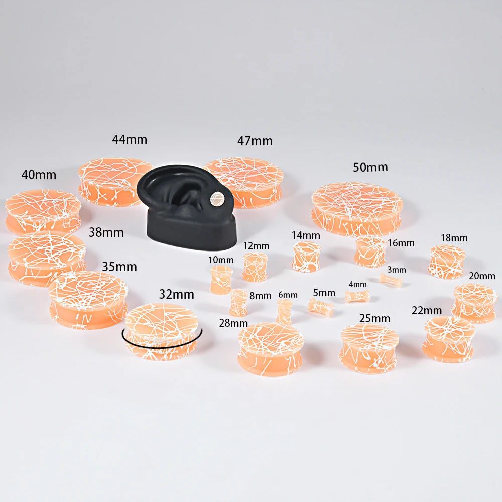1Pair Solid Silicone Flared Ear Plugs Tunnels Spray‑Painted Irregular Lines Ear Gauges Expander Piercing Earrings for Men Women
