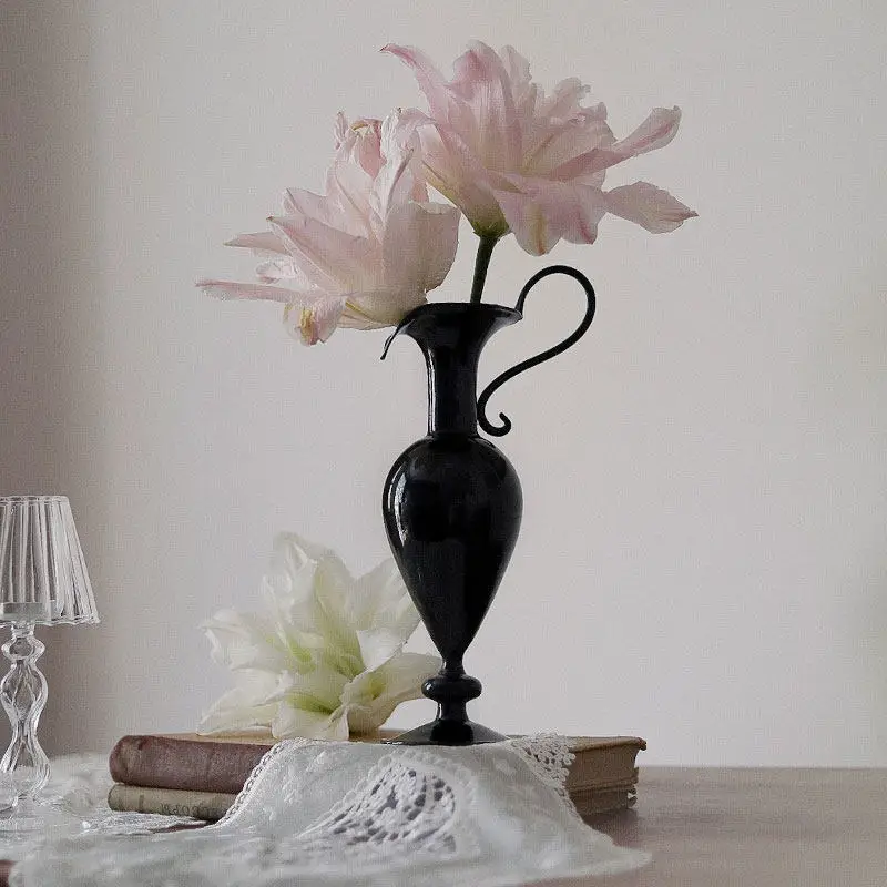 

Vase, light luxury, high-end flower arrangement ornaments, suitable for living room, dormitory glass,pure color multi-functional
