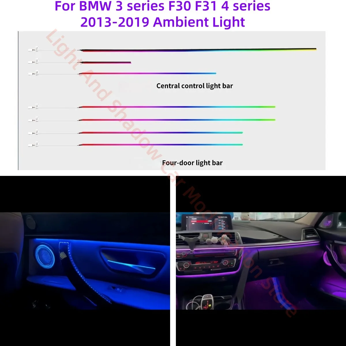For BMW 3 series F30 F31 4 series LED Ambient Light Atmosphere Lamp Car interior lighting upgrade Auto parts midrange horn cover