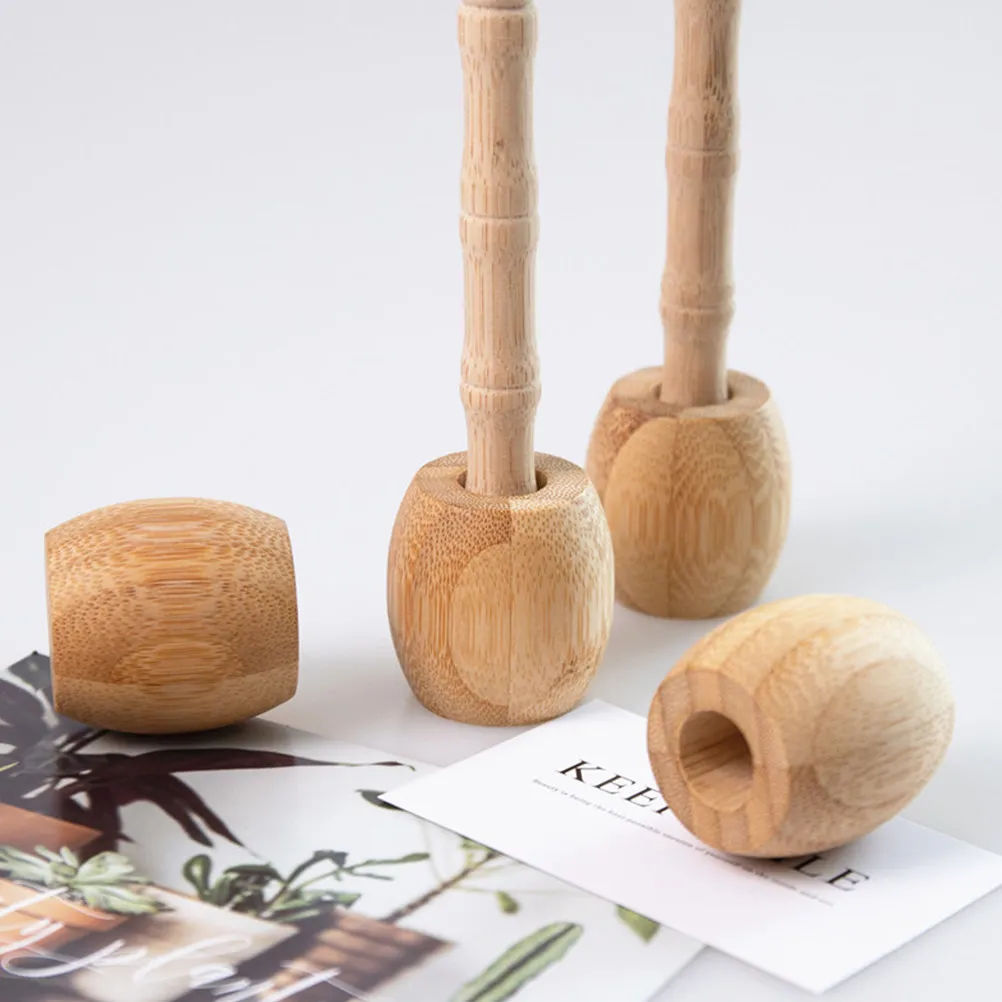 

4Pcs Versatile Bamboo Toothbrush Bases Round Toothbrush Supports for Bathroom Storage Countertop Tub Minimalist Holder
