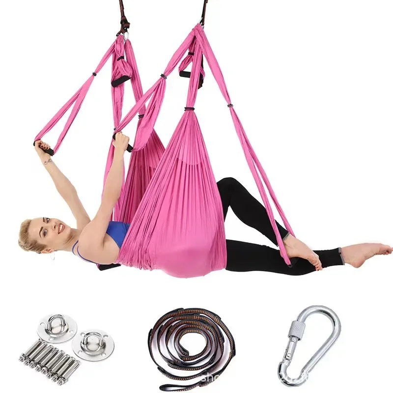 6-Handle Yoga Studio with Inverted Fitness Hammock Non-elastic Aerial Yoga Hammock