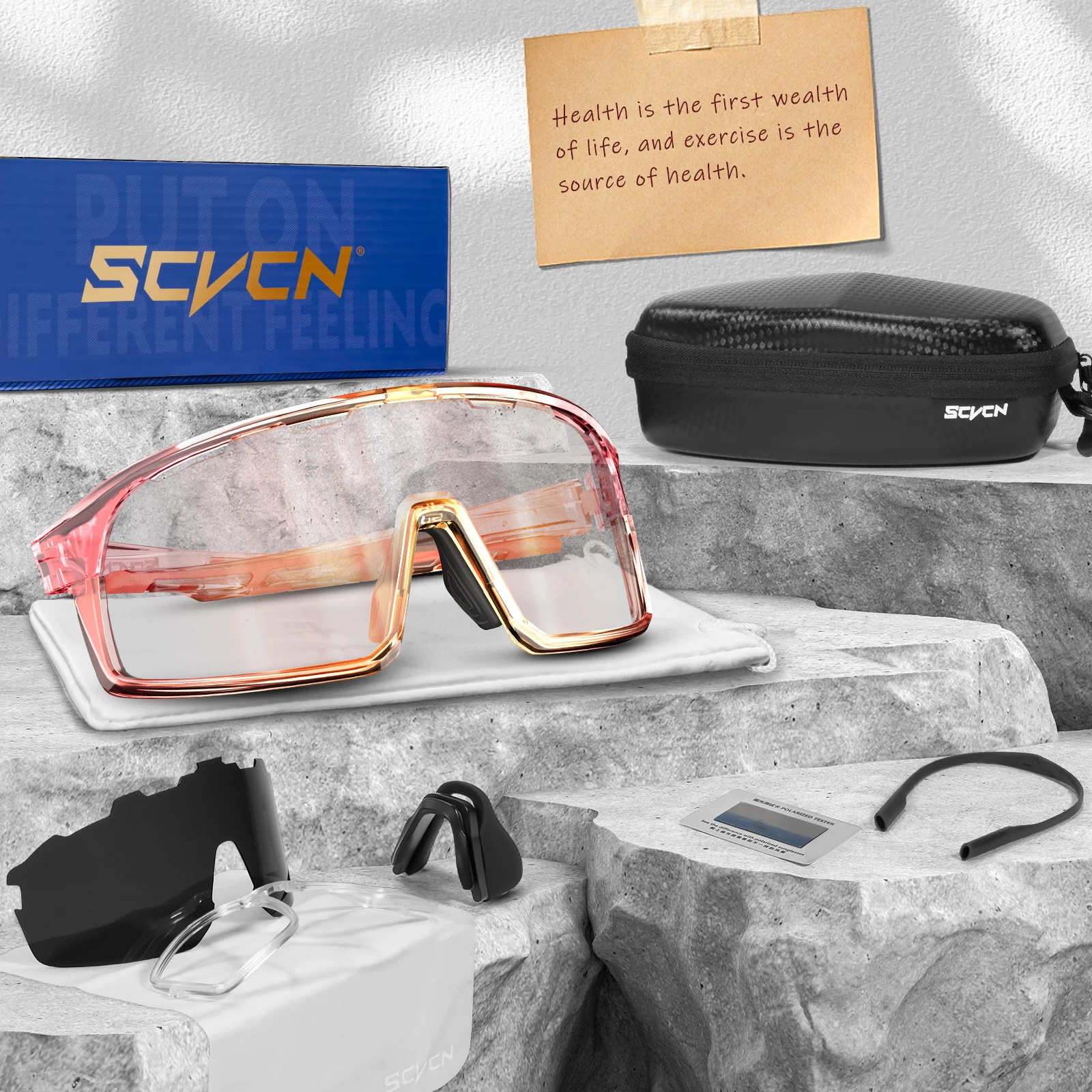 SCVCN Photochromic Cycling Glasses Polarized UV400 MTB Cycling Sunglasses Man Bicycle Goggles Outdoor Riding Sports Bike Eyewear