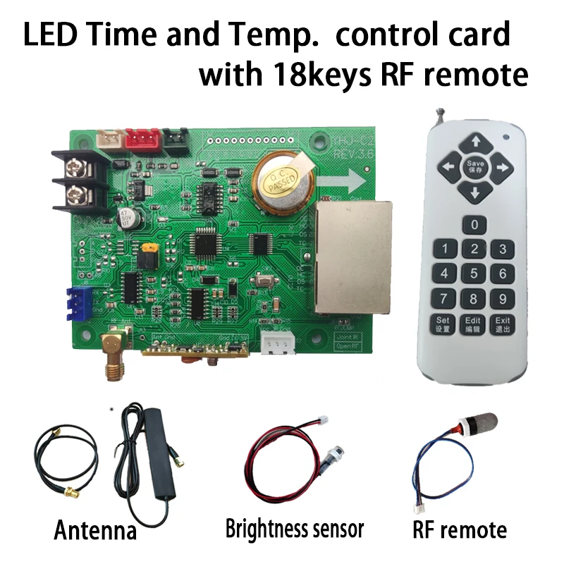 time-and-temperature-led-number-control-card-18keys-rf-remote-led-display-control-card-led-signs