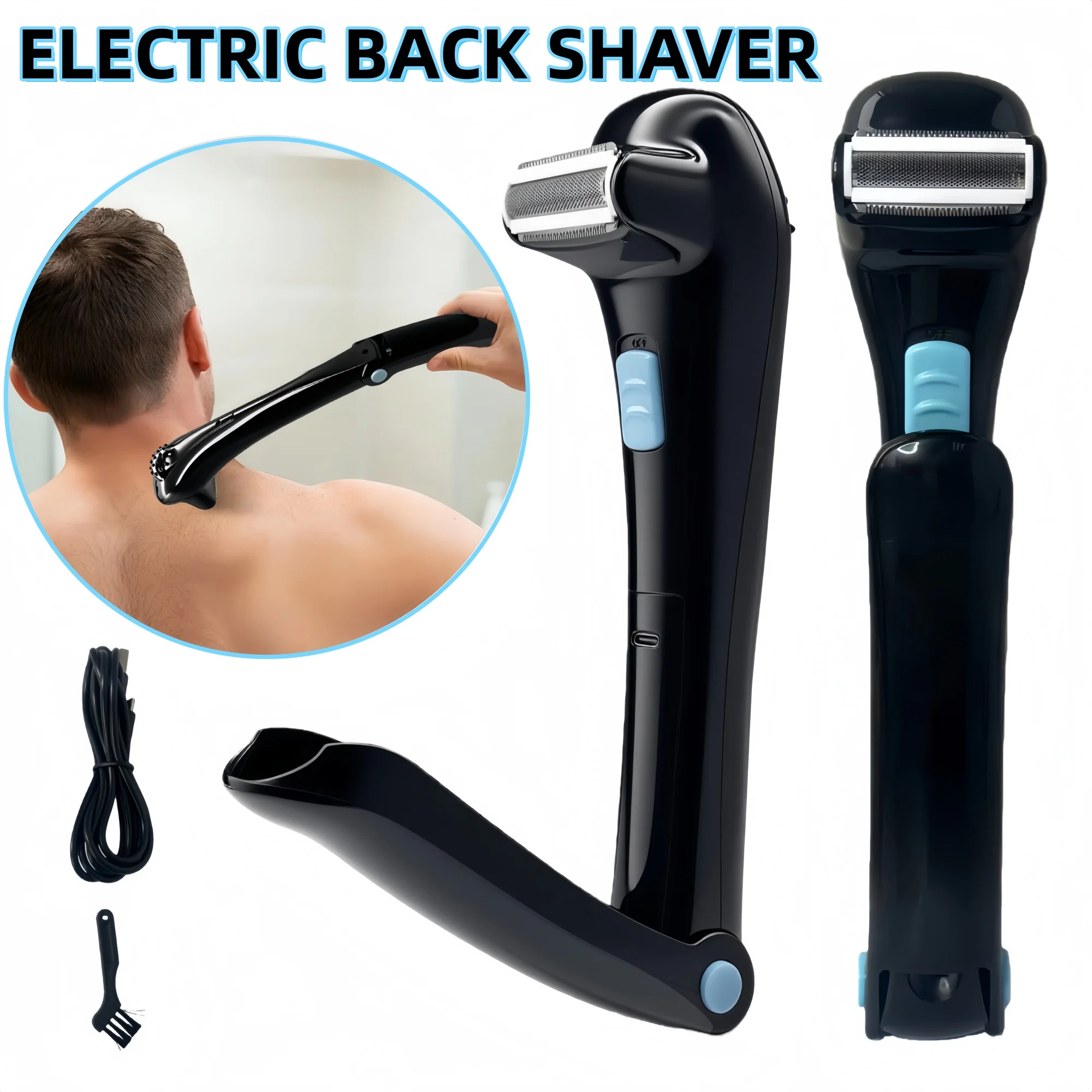 Rechargeable Electric Back Shaver for Men Body Hair Trimmer Portable Grooming Razor  Operated Ergonomic Design for DIY Hair Remo
