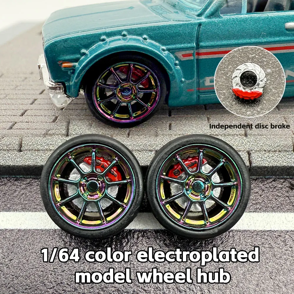 

Kicarmod 1/64 Model Car ABS Chameleon Wheels with Rubber Tire Brake Disc Refitting Parts Diameter 10mm For Model Car Tomica