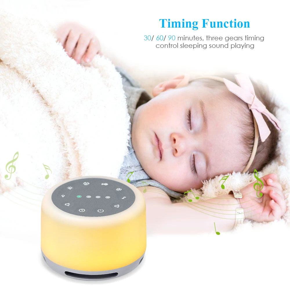White Noise Sound Machine with Mood Light Natural Sound Machine Rechargeable Playback Memory & Timing Sleep Therapy for Bedroom