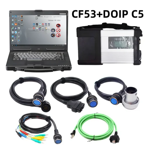 Imagen 1 del producto V2025.03 MB Star C5 PLUS DOIP con ordenador portátil CF53 Sd Connect C5 Wifi DOIP multiplexor Xentry Software SSD herramienta de diagnóstico de camión de coche