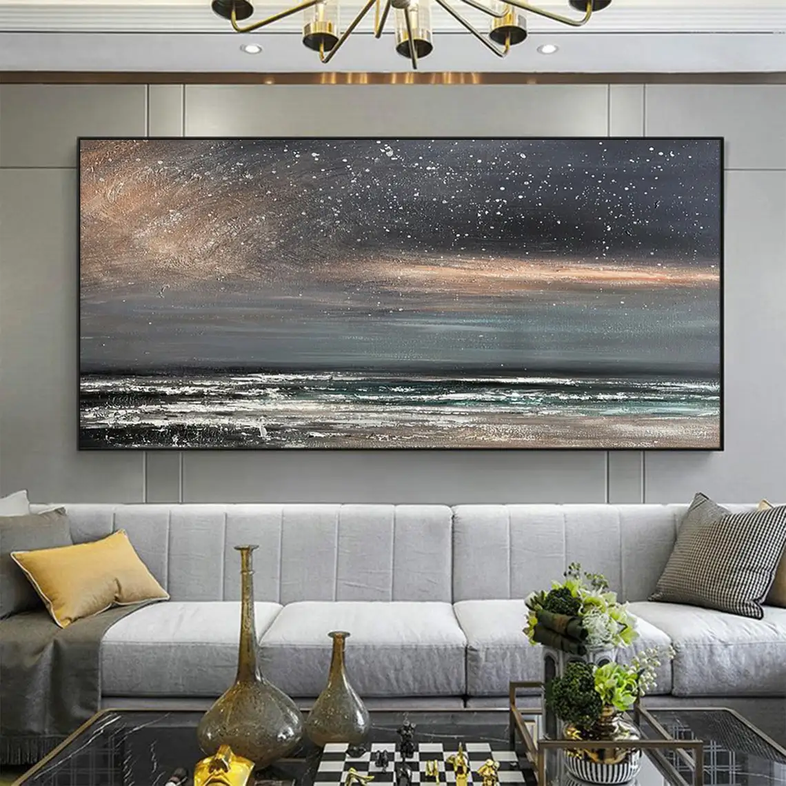 

Abstract Starry Sky Night Scenery Hand Painted Oil Painting On Canvas Large Wall Art Ocean Art Modern Living Room Home Decor