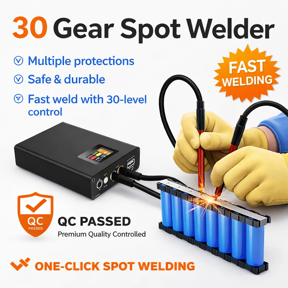 Docreate Portable Mini Spot Welder 30 Gear LCD Screen 5000mAh Battery 0.1-0.25mm Nickel Welding Power Bank 2.4A Output
