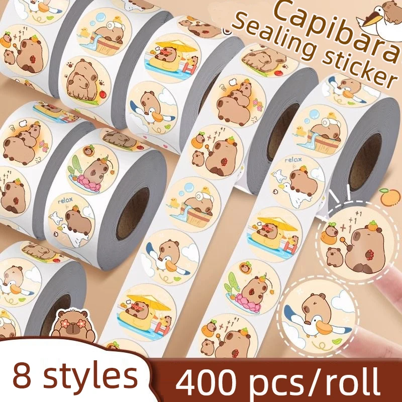 

400pcs Cute Plump Capybara Cartoon Brown Animals Stickers DIY Scrapbook Phone Reward Seal Label Wall Sticker Kid Toy