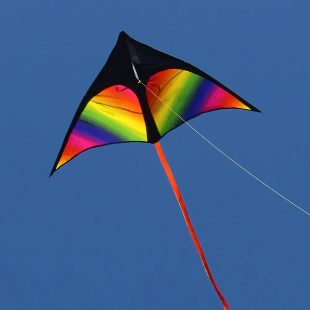 Fly Wind Kite with Wire Board 2x3m Tail Cute Rainbow Kite Easy To Fly Colorful Flight Kite Enhance Coordination for Boys Girls