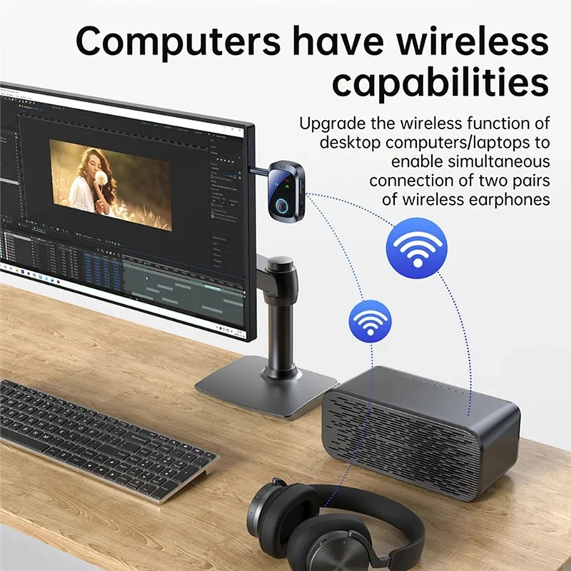 ABSQ-بلوتوث 5.4 محول بلوتوث 5.4 الارسال 3.5 مللي متر AUX HIFI HD الكمون المنخفض طائرة سماعة لاسلكية تعمل بالبلوتوث محول