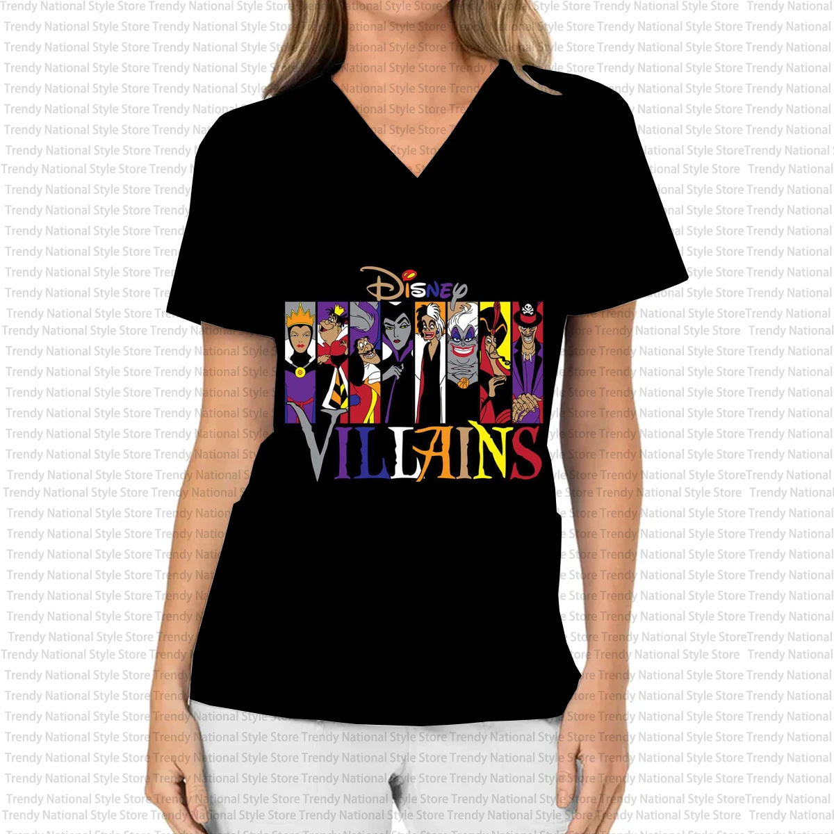 جديد المرأة هالوين هدية العمل موحدة طباعة مرحبا كيتي الخامس الرقبة قصيرة الأكمام جيب فرك الأعلى الأسنان الحيوانات الأليفة متجر ممرضة تي شيرت #6