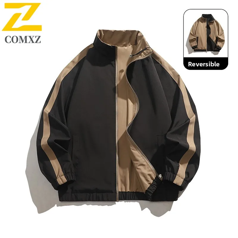 سترة EiAO عتيقة كولوربلوك قابلة للعكس للرجال والنساء بياقة واقفة معطف عمال مقاوم للرياح مقاوم للماء ملابس الشارع الشهير طراز 2025 #2