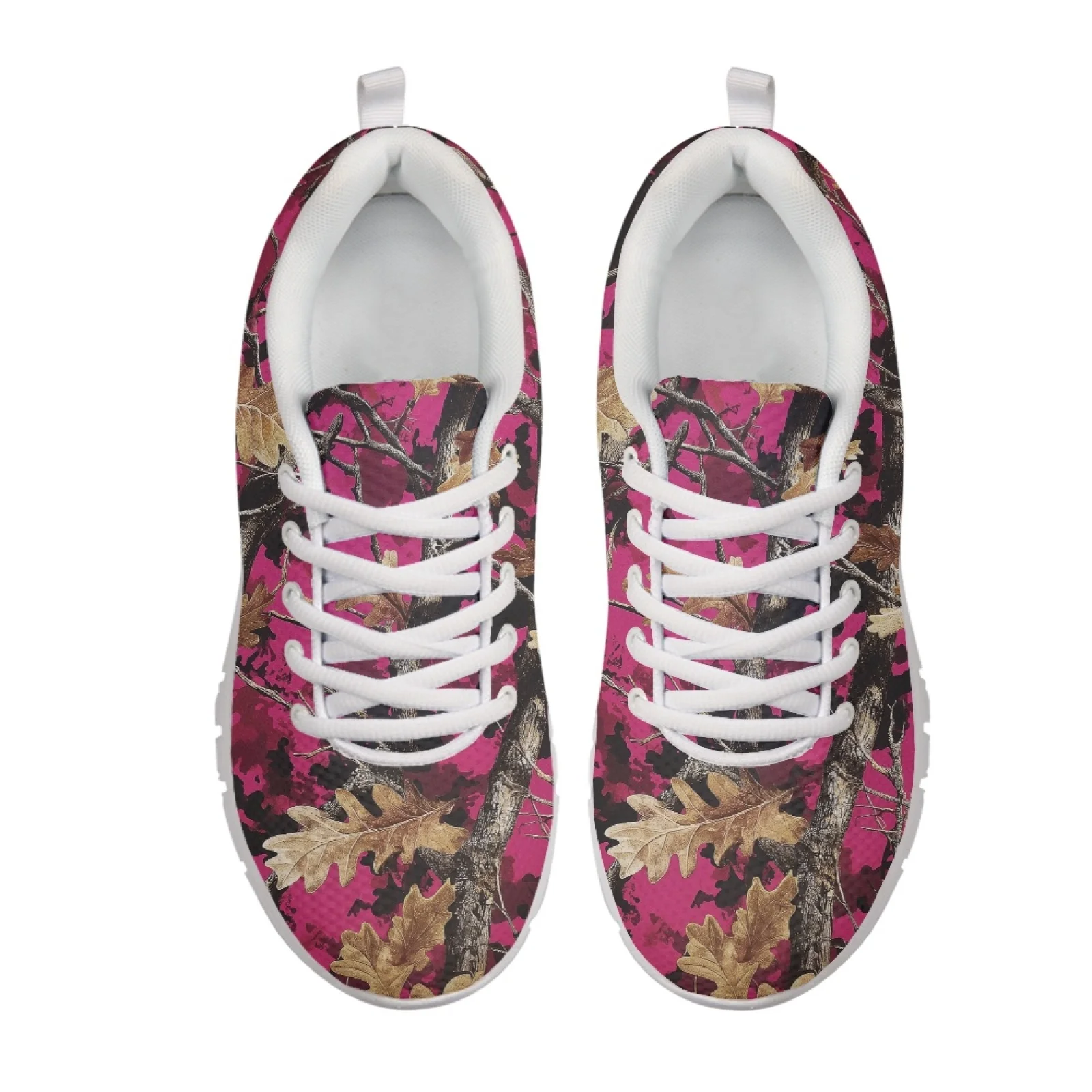 Coloranimal Pink Camo Tree Leaf Breathable Athletic Shoes Outdoor Trainers Walking Shoes for Women Womens
