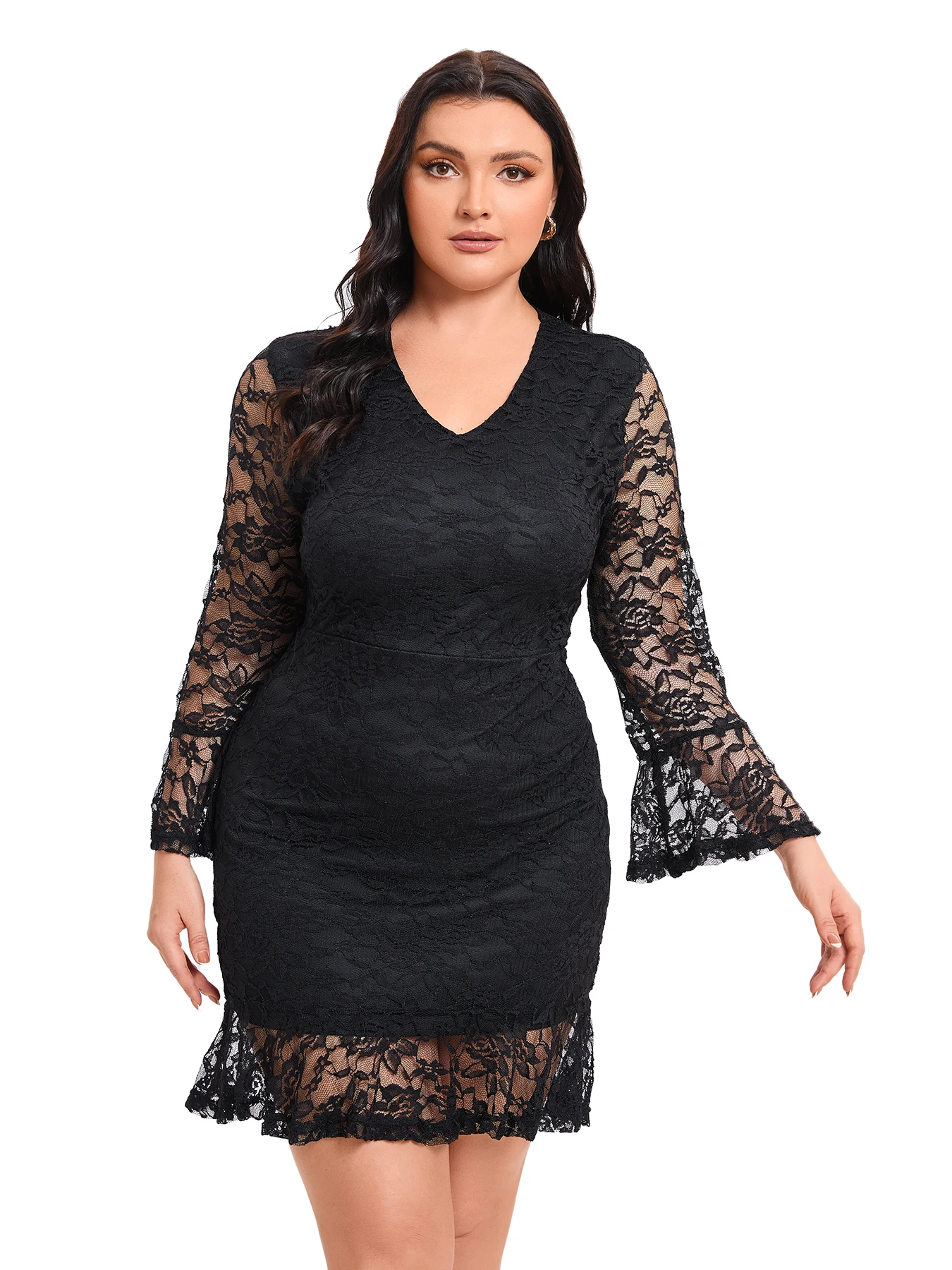 Plus Size letnie sukienki dla kobiet 2024 koronki w kwiatowy sposób przelotny Bodycon bal sukienka na formalną imprezę czarne sukienki Midi na co