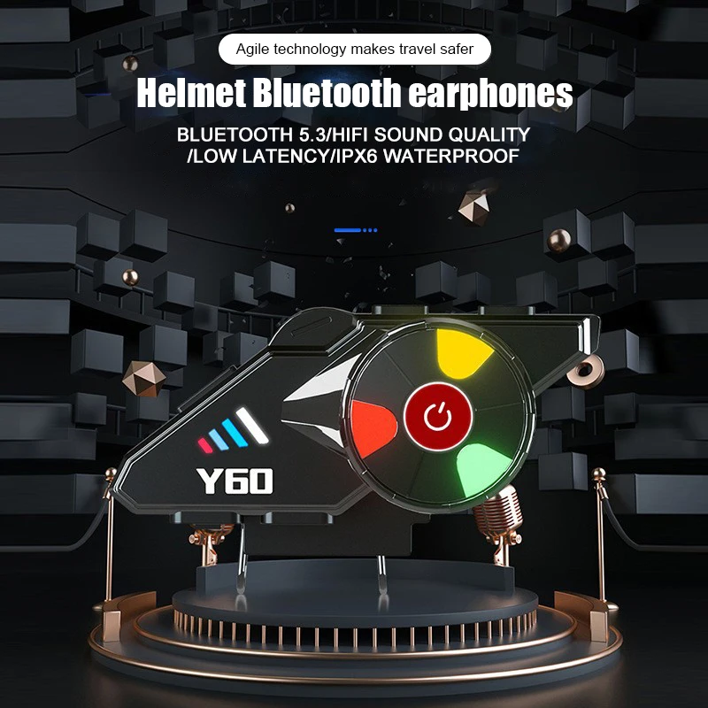 

Bluetooth-гарнитура для мотоциклетного шлема с домофоном, водонепроницаемостью IPX6, шумоподавлением для езды, FM-радио и стереозвуком