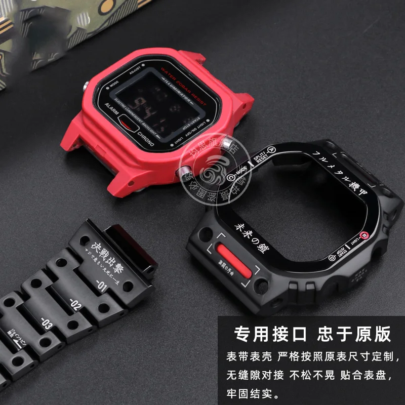 For Casio G-SHOCK DW5600 GW-B5600 mod kit stainless steel watch strap+case mecha warrior fashion modification watch band