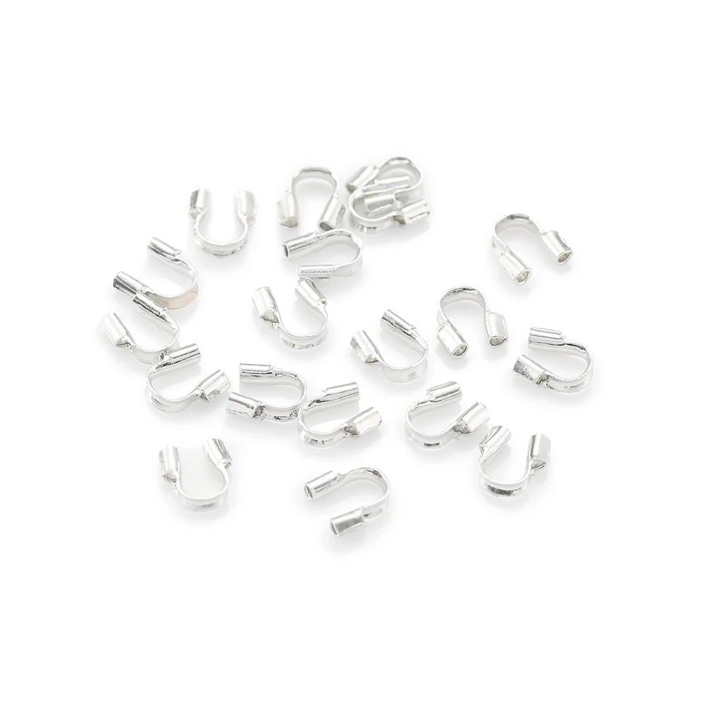 200pcs Metal U Shape Wire Protector Connector 4.5x4mm Guard Guardian Clasps Connectors for Jewelry Making Craft Components