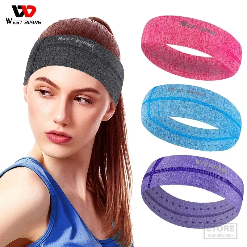 WEST BIKING Cationic knitted Sweatband Men's Ladies Basketball Fitness Yoga Running Sports Anti-Slip Breathable Elastic HeadBand