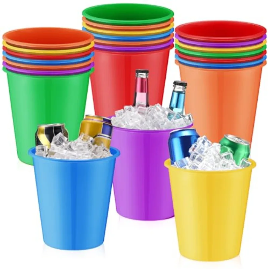 

24 Pcs Plastic Ice Buckets for Parties 3 Liters Wine Bucket Portable Ice Holder Disposable Wine Cooler for Party Wedding Party