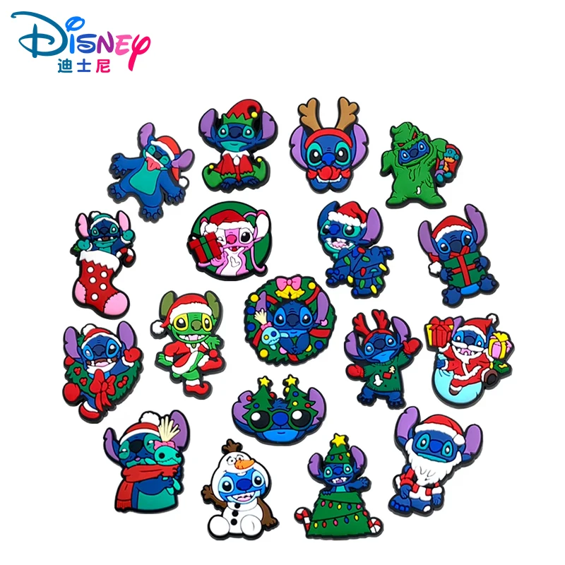 Disney Christmas Stitch series Shoe Charm Various set Random Mixed  PVC Decoration shoes accessories Waterproof Suitable as gift