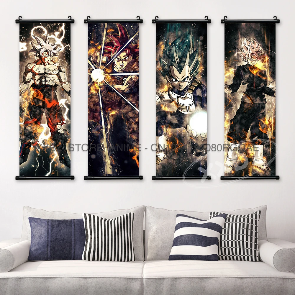 Dragon Ball Scrolls Pictures Gohan Canvas Decorative Hanging Paintings Goku Home Decor Anime Buu Printed Poster Kakarot Wall Art