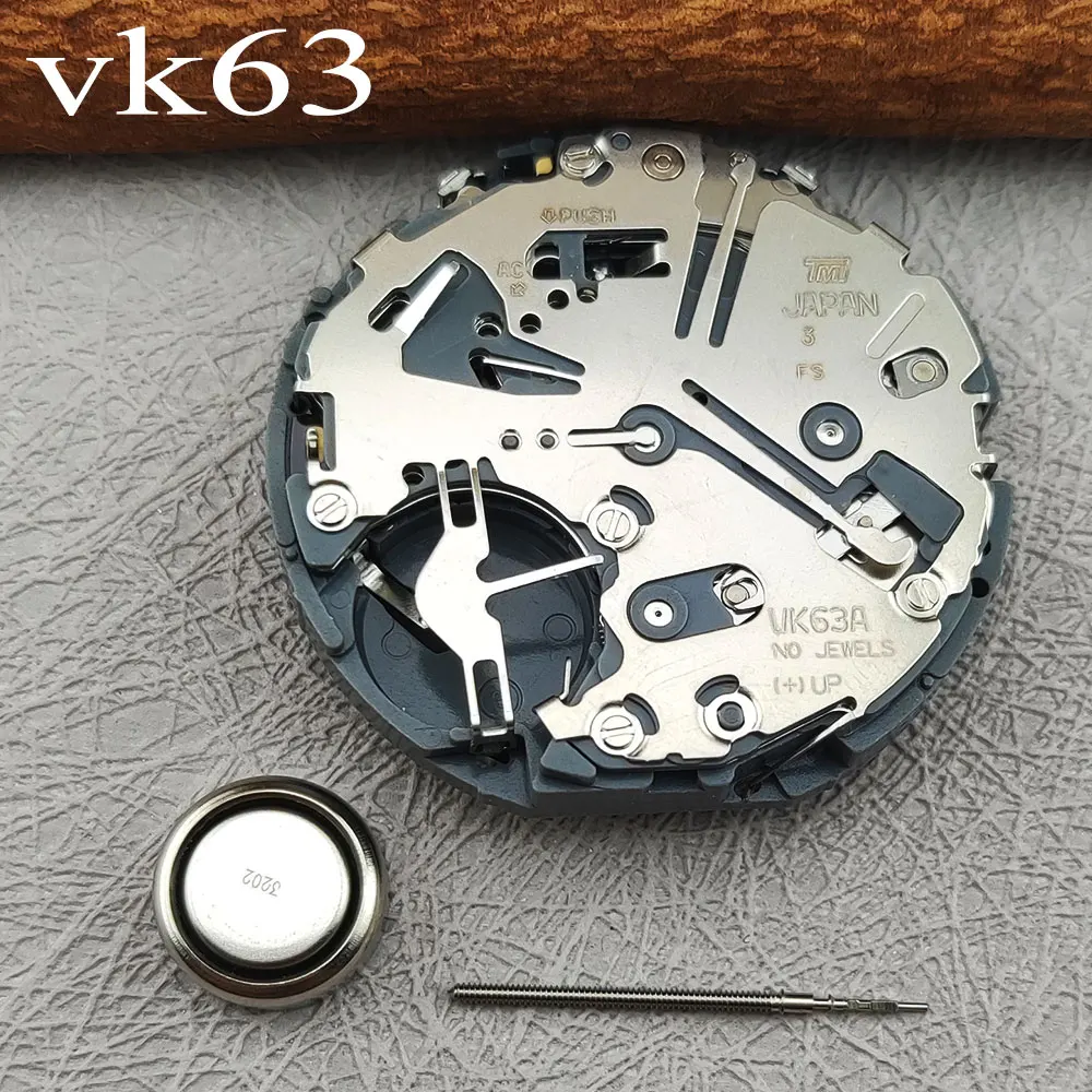 Movimiento Vk63 Calendario Negro de 3 Puntos Accesorios de Reloj Para Hombres Reemplazo de Regalo de Núcleo