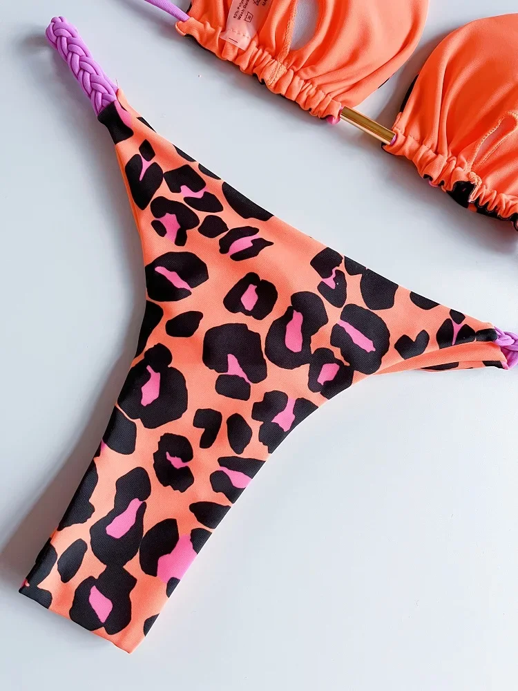 ملابس سباحة مثيرة للنساء من RUOTONGSEPT بكيني صغير بحبل مضفر 2024 ملابس سباحة جديدة بطبعة الفهد بدلة استحمام برازيلية للشاطئ