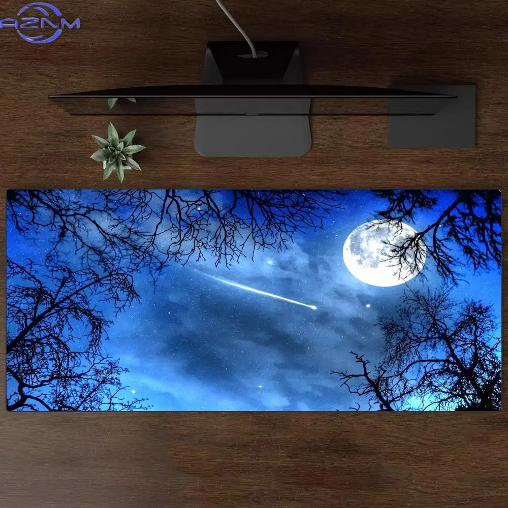 Moonlit Night Meteor Withered Tree Mouse Pad Large Rubber Non-slip Desk Accessories Mousepad for Office&Gamer Keyboard Decor Mat