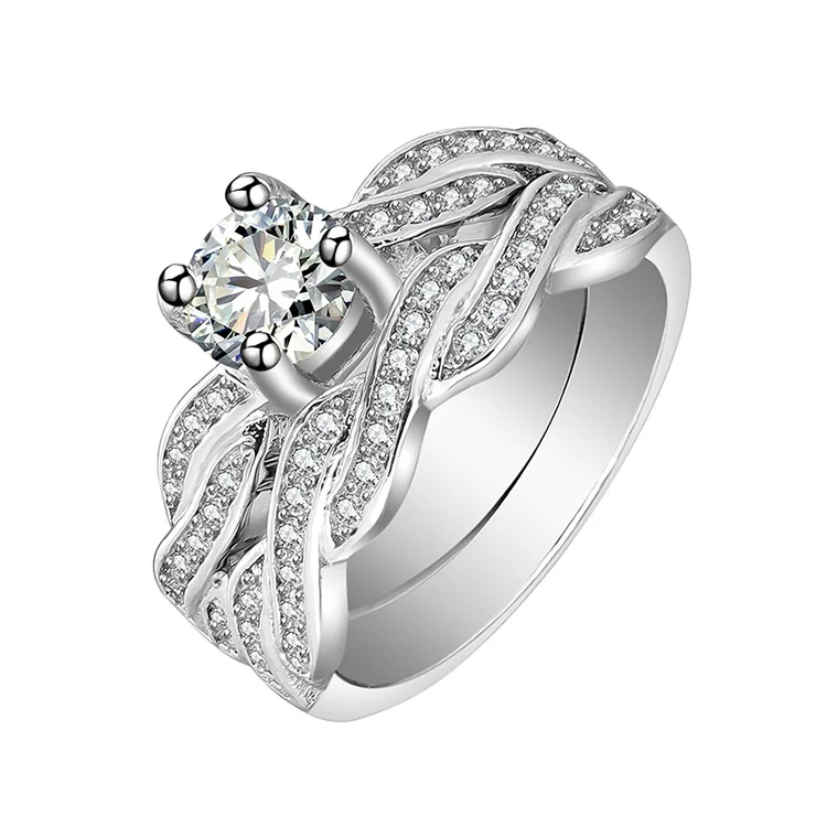 

Classic Pair of Rhodium Plated Sterling Silver Rings Twist Eternal Style for Parties and Anniversaries CMA Certified