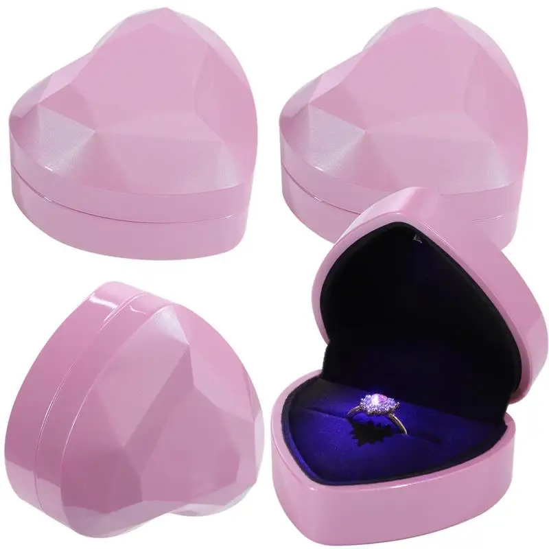 

4Pcs Heart-Shaped Ring Boxes Ring Box With LED Light Ring Box Wedding Engagement Ring Box Ring Display Box Earring Pendant Case