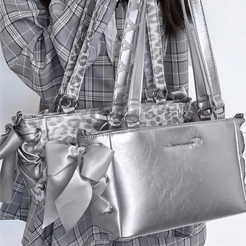Japanese Transparent Ita Bag Lace-up Bow Sac Femme Underarm Bolsos Mujer Portable Bags for Women Exquisite Shopper Bolsas