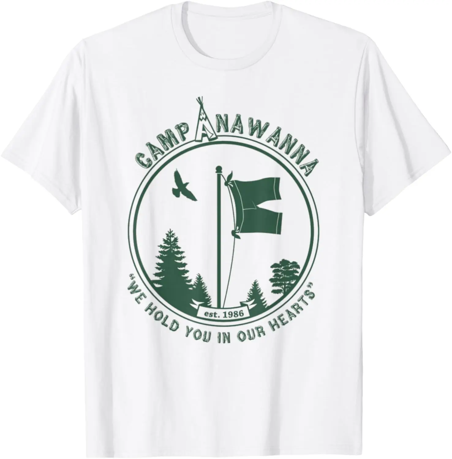 Camping Anawanna Retro Camp Shirt T-Shirt 100% Cotton Trendy Y2K Short-Sleeve Tee-Soft, Quick-Drying, Moisture-Wicking; Ideal