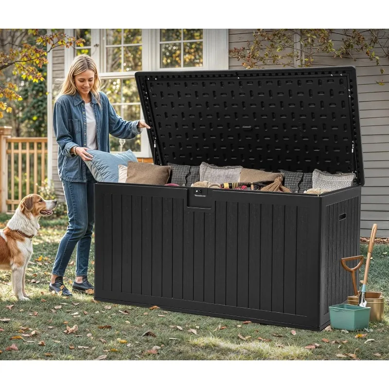 YITAHOME 230 Gallon Double-Wall Deck Box with Divider & Side Handles, Outdoor Large Storage for Patio Furniture Cushions