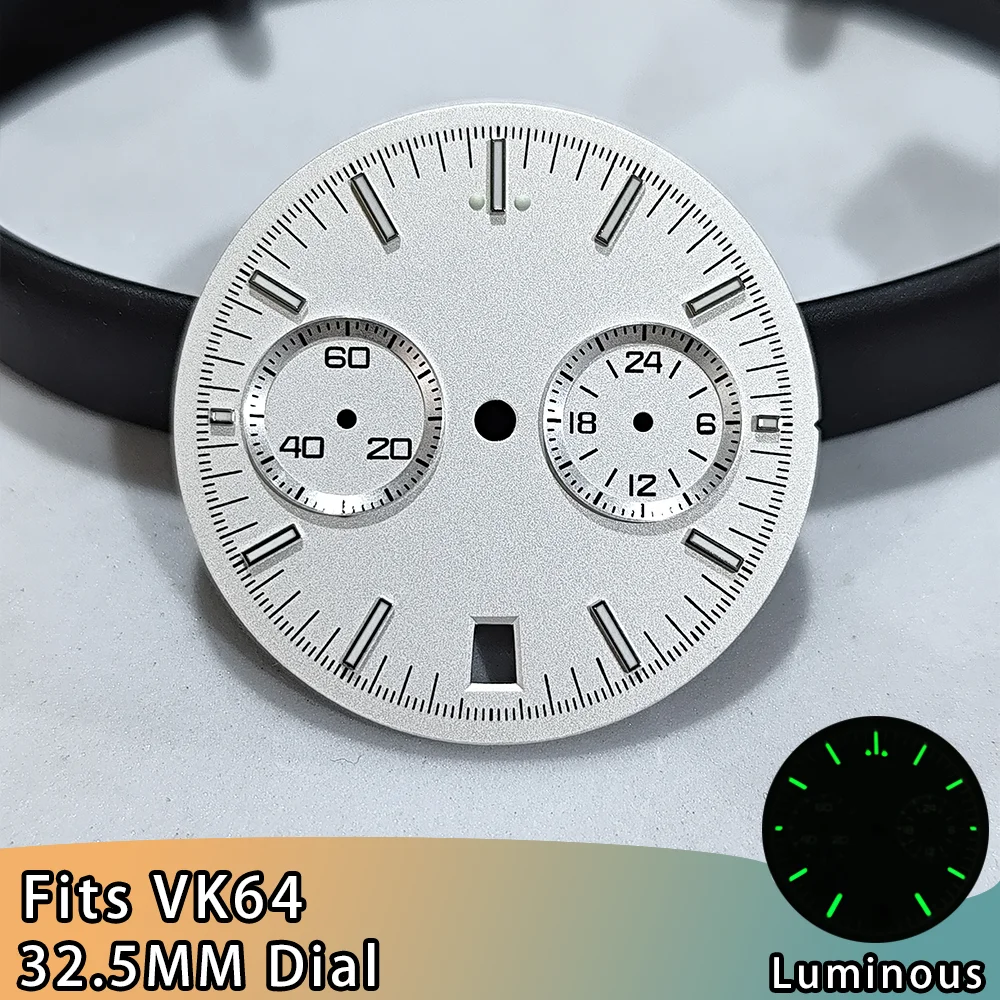 VK64 الطلب 32.5 مللي متر كلا عينين ساعة الطلب مناسبة ل VK64 حركة الكوارتز الطلب الأخضر مضيئة بطلب VK64 اكسسوارات اليد أجزاء
