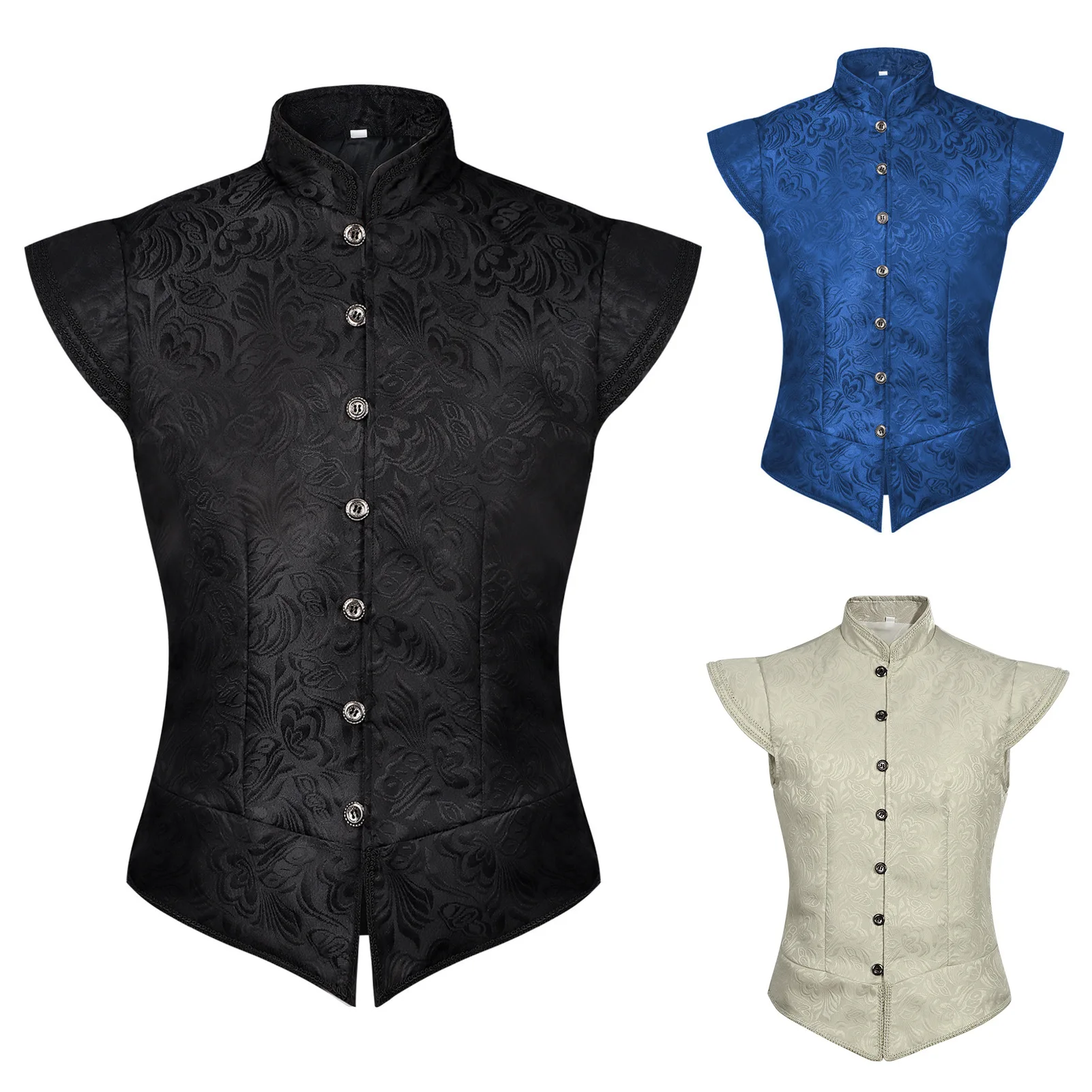 

Halloween New Style Short Vest with Embroidery Fake Collar Medieval Costume Women's Fashion Trend Spring Season Item