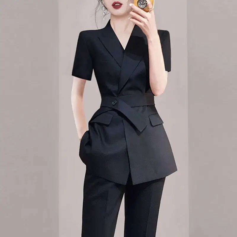 Professional Set Women\'s 2024 Spring/Summer Korean Edition Foreigner Fashionable and Advanced Sense Age Reducing Two Piece Set