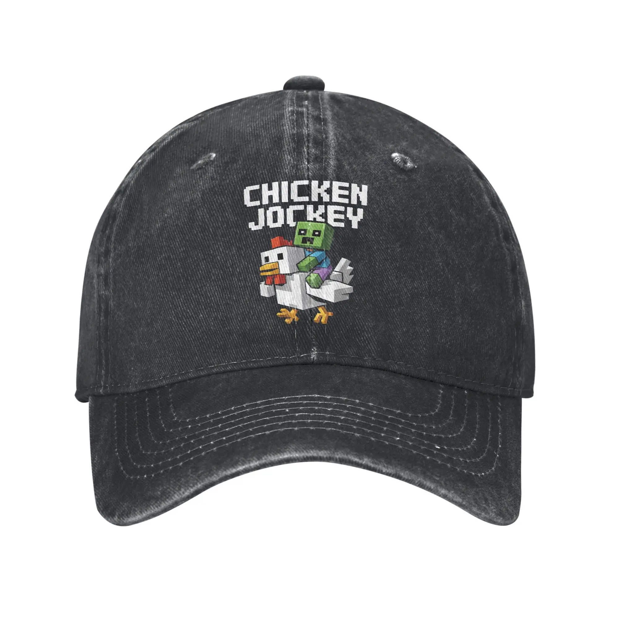 Chicken Jockey Zombie Pixel Art Zombie 2025 Movie Wear Baseball Caps Men Women Hats Cap Adjustable Trucker Hats Snapback Cap