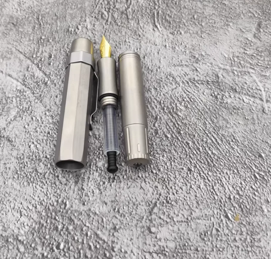 

New 1 Pc EDC Titanium Alloy Made Fountain Pen for Office Signature Wring Gift Pen Short Version