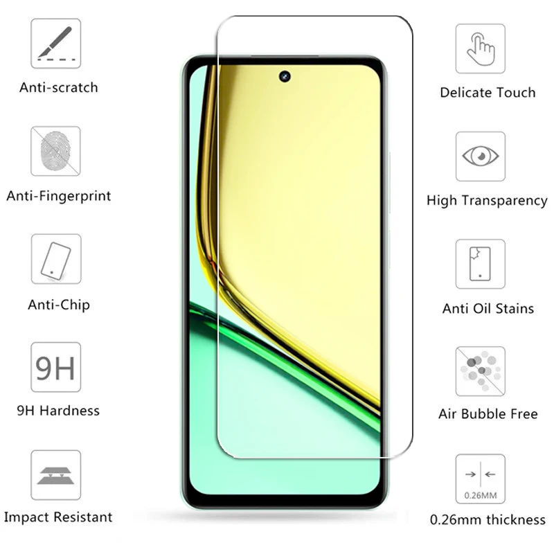 For Realme C67 Tempered Glass Realme C67 Glass Screen Protector HD Protective Phone Camera Lens Film For Realme C67