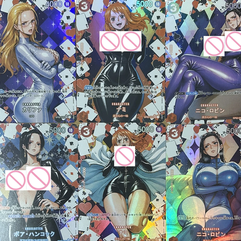 9Pcs/set Anime OPCG Sexy Collection Cards Nami Boa Hancock Refractive Color Flash Card Big Chest Beauty Gifts 63*88mm