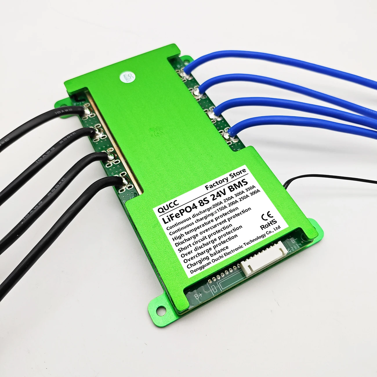 Qucc BMS 8S 24V Lifepo4 200A 250A 300A تهمة التفريغ نفس المنفذ لوحة التوازن نظام إدارة بطارية الليثيوم Bms مع NTC