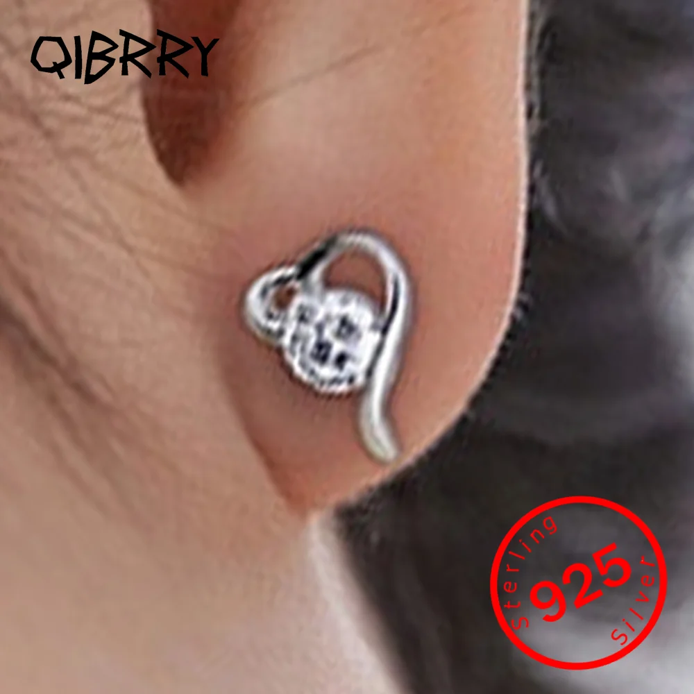 

Heart Love Cubic Zirconia Stud Earrings For Women Real 925 Sterling Silver Romantic Engagement Fine Jewelry