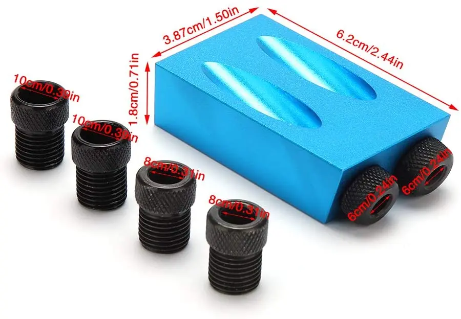 Woodworking Tools Pocket Oblique Hole Screw Jig Locator Drill Bits 15 Degree Angle Drill Guide Set Hole Puncher Carpentry Tools