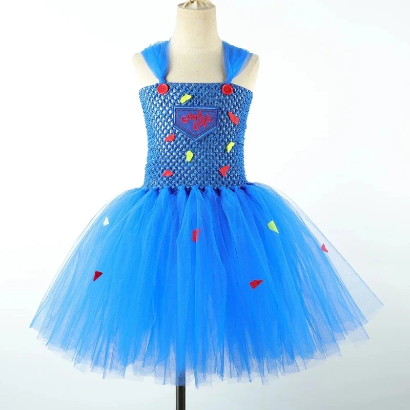Halloween Chucky Costume for Girls Play Horror Killer Ghost Doll Killer Fancy Tutu Dress for Kids Carnival Party Horror Outfit